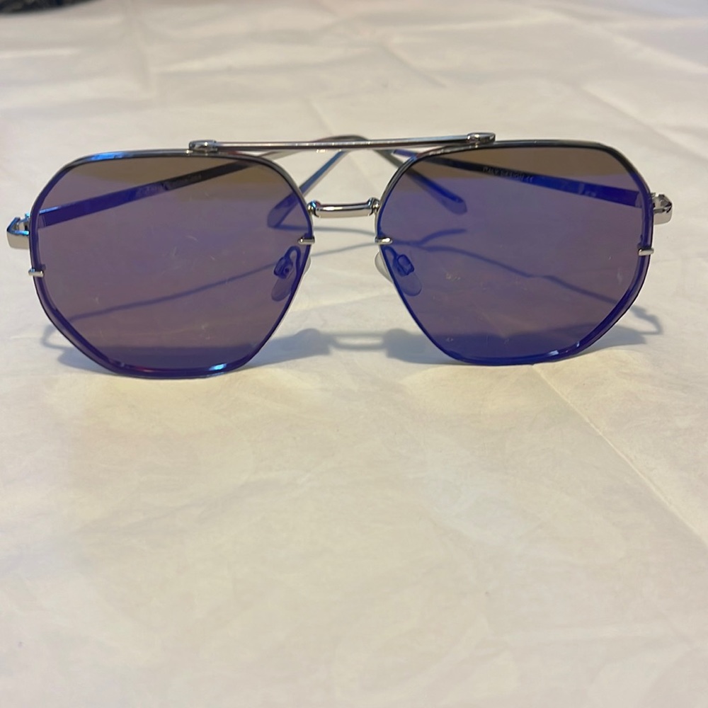 Blue Silver Frame Sunglasses